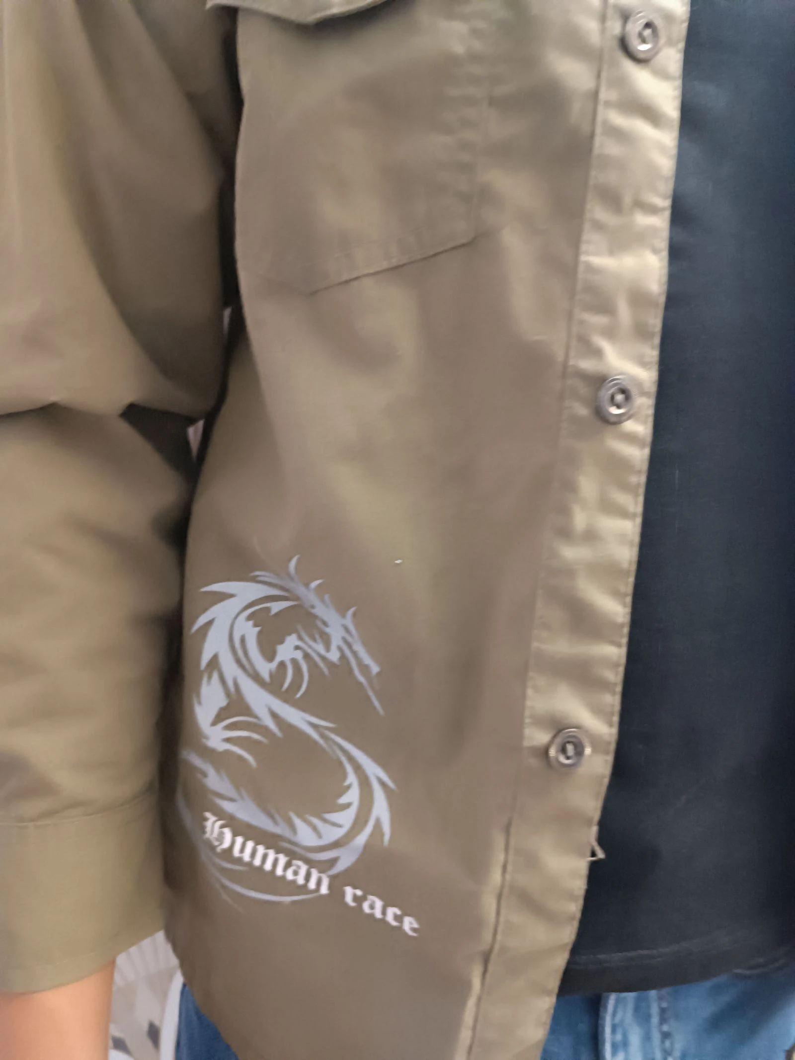 Camisa cáqui de manga longa estampada estilo streetwear tamanho 14 – photo 3